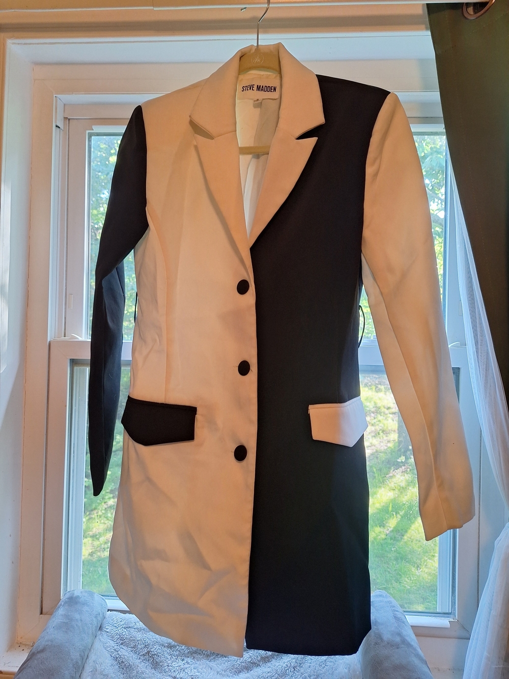 Steve Madden Two-Tone Black & White Blazer Coat